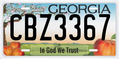 GA license plate CBZ3367