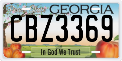 GA license plate CBZ3369