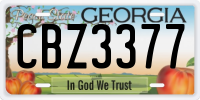 GA license plate CBZ3377