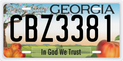 GA license plate CBZ3381