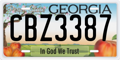 GA license plate CBZ3387
