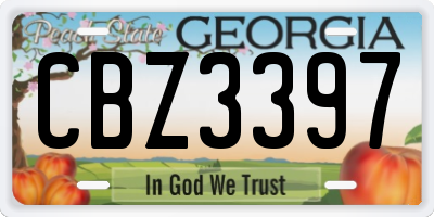 GA license plate CBZ3397