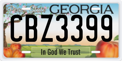 GA license plate CBZ3399