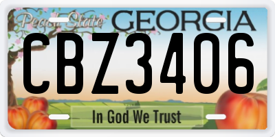 GA license plate CBZ3406