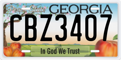 GA license plate CBZ3407