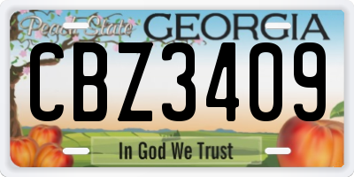 GA license plate CBZ3409