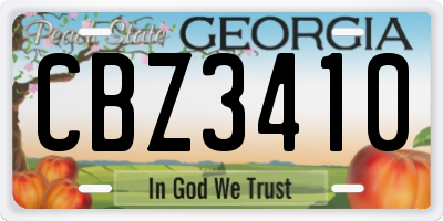 GA license plate CBZ3410