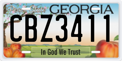 GA license plate CBZ3411