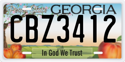GA license plate CBZ3412
