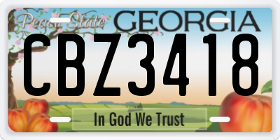 GA license plate CBZ3418