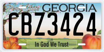 GA license plate CBZ3424