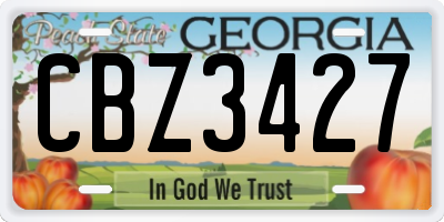 GA license plate CBZ3427