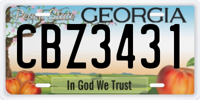 GA license plate CBZ3431