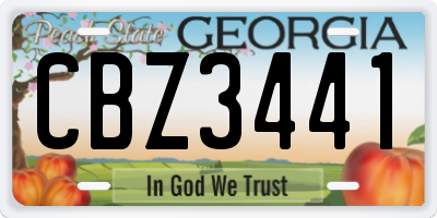 GA license plate CBZ3441