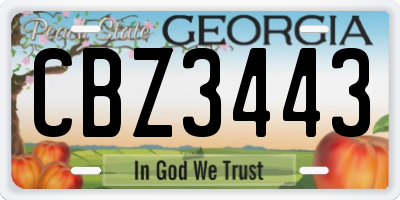 GA license plate CBZ3443