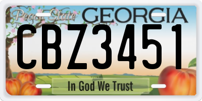GA license plate CBZ3451
