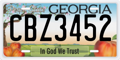 GA license plate CBZ3452