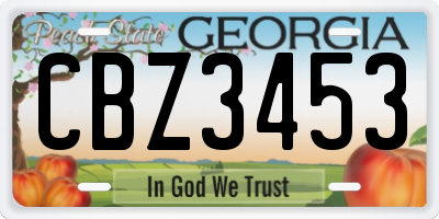 GA license plate CBZ3453