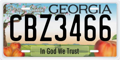 GA license plate CBZ3466