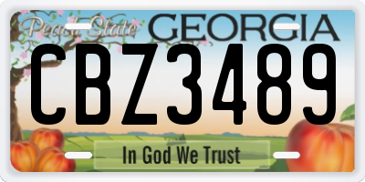 GA license plate CBZ3489