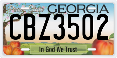 GA license plate CBZ3502