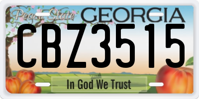 GA license plate CBZ3515