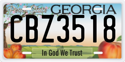 GA license plate CBZ3518