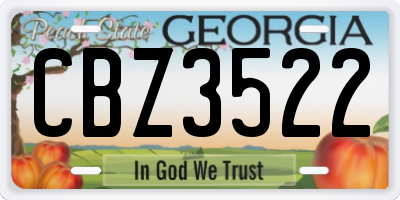 GA license plate CBZ3522