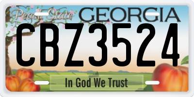GA license plate CBZ3524