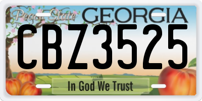 GA license plate CBZ3525