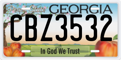 GA license plate CBZ3532