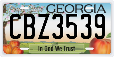 GA license plate CBZ3539