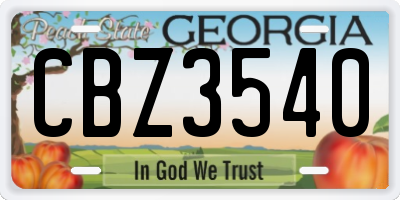 GA license plate CBZ3540