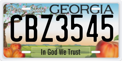 GA license plate CBZ3545