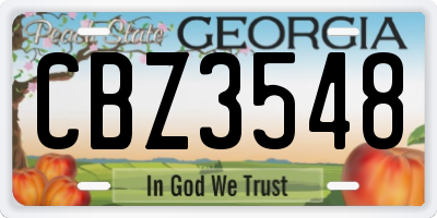 GA license plate CBZ3548