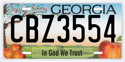 GA license plate CBZ3554