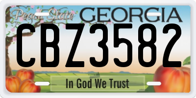 GA license plate CBZ3582