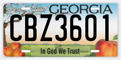 GA license plate CBZ3601