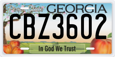 GA license plate CBZ3602