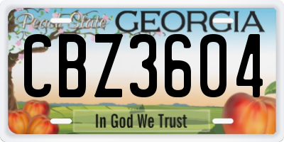 GA license plate CBZ3604