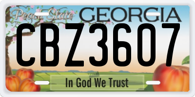GA license plate CBZ3607