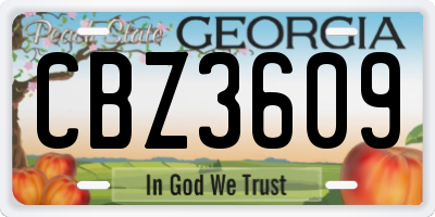 GA license plate CBZ3609