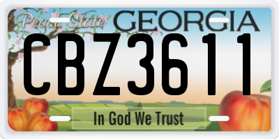 GA license plate CBZ3611