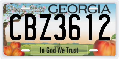 GA license plate CBZ3612