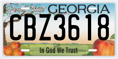 GA license plate CBZ3618