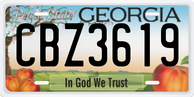 GA license plate CBZ3619