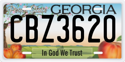 GA license plate CBZ3620