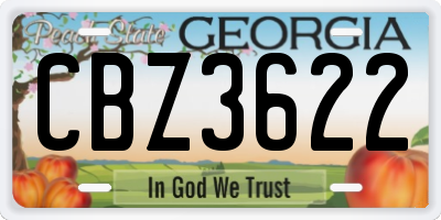 GA license plate CBZ3622
