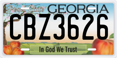 GA license plate CBZ3626