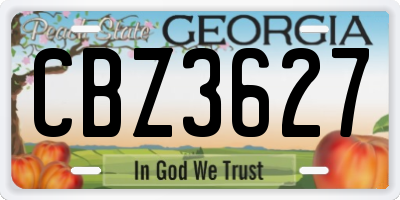 GA license plate CBZ3627